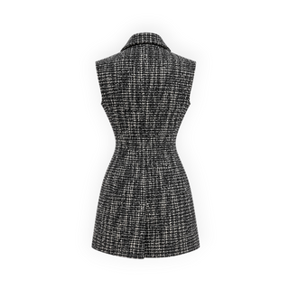 Christian Dior Black Lurex Tweed Sleeveless Double-Breasted Jacket/Dress Size 36