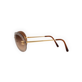 Chanel Brown Gradient Rimless Crystal-Embellished CC Sunglasses