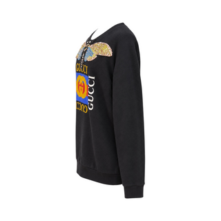 Gucci Black Sequin Embellished Moth Logo Sweatshirt Size M
