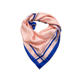 Hermès Peach Pink and Royal Blue Silk Jacquard Scarf Carré 90