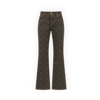 Louis Vuitton Brown Monogram Denim Flared Jeans FR 38