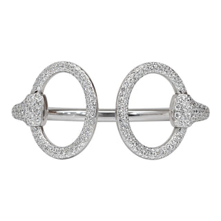 Hermès White Gold Nausica Horsebit Cuff Bracelet