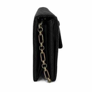 Chanel Black Grosgrain Bow Chain Clutch Bag