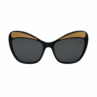 Chanel Oversized Black & Gold Cat-Eye Sunglasses