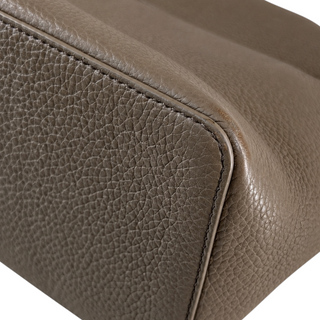 Loro Piana Taupe Grained Leather Top Handle Bag with Silver-Tone Hardware