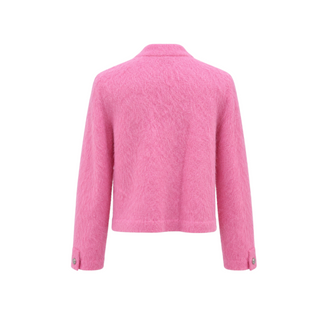 Chanel Pink Cashmere Alpaca CC Button Cardigan Size FR 36