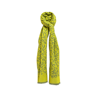 Hermès Blue and Yellow Reversible Horseshoe Motif Cashmere Silk Scarf