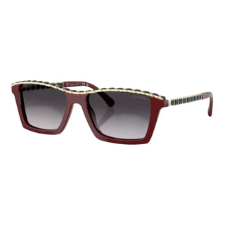 Chanel Burgundy Chain Trim Square Sunglasses