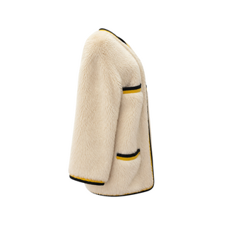 Chanel Vintage Ivory Alpaca Blend CC Logo Jacket