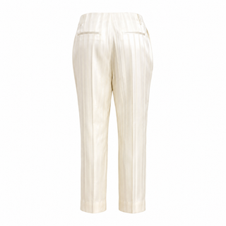 Saint Laurent Ivory Striped Silk Blouse & Trousers Set Size FR 38