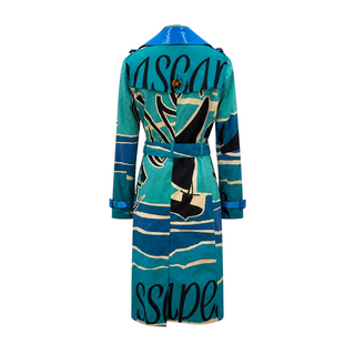 Burberry Prorsum Seascape Illustrated Print Belted Trench Coat Size IT 42