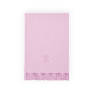 Chanel Lilac Cashmere & Silk CC Logo Fringe Shawl