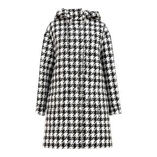 Chanel White Tweed Hooded Dogtooth Coat