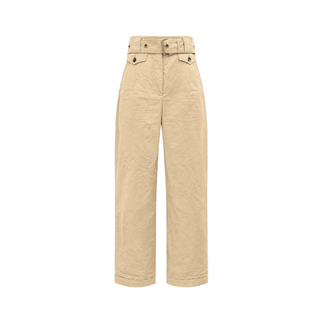 Louis Vuitton Beige High-Rise Wide-Leg Belted Trousers Size FR 36