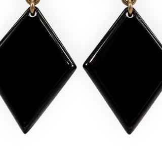 Chanel Gold Black and Ivory Metal and Resin CC Drop Earrings