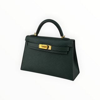 Hermès Vert Cypress Epsom Leather Mini Kelly II 20 Sellier Bag with Gold Hardware