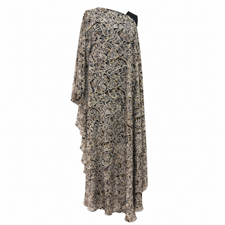 Roberto Cavalli Multicolour Ornate Botanical Print Silk Draped Maxi Dress Size 38