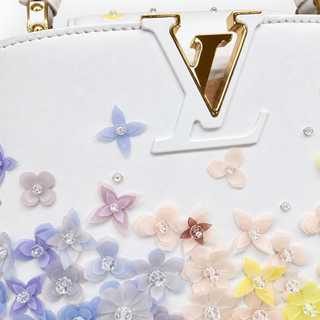 Louis Vuitton Optic White Capucines Mini Floral Embellished Bag