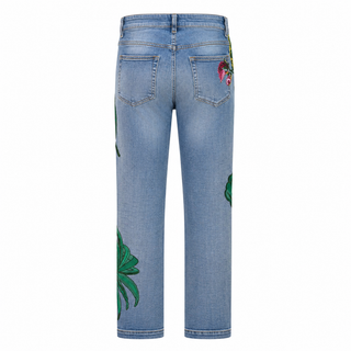 Dolce & Gabbana Embellished Tropical Print Denim Jeans