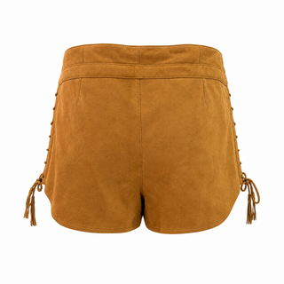 Saint Laurent Camel Suede Lace-Up Shorts Size FR 40