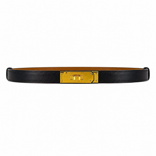 Hermès Kelly Black Leather Gold Hardware Belt