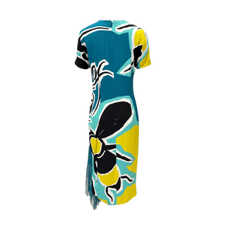Burberry Multicolour Graphic Print Silk & Tulle Midi Dress Size IT 44