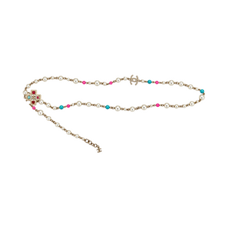 Chanel Gold-Tone Pearl & Multicolour Beaded Necklace / Belt