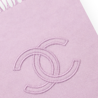 Chanel Lilac Cashmere & Silk CC Logo Fringe Shawl