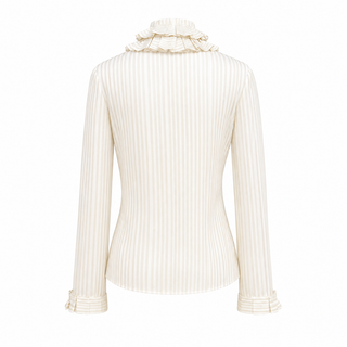 Saint Laurent Ivory Striped Silk Blouse & Trousers Set Size FR 38
