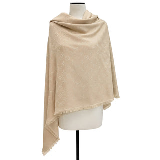 Louis Vuitton Beige Monogram Silk & Wool Shawl