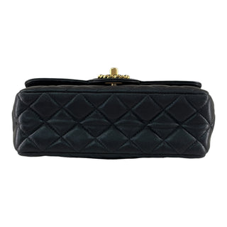 Chanel Mini Top Handle Flap Black Lambskin Bag with CHANEL Chain Handle