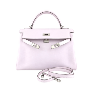 Hermès Pale Pink Kelly 32 Retourne Leather Bag with Palladium Hardware