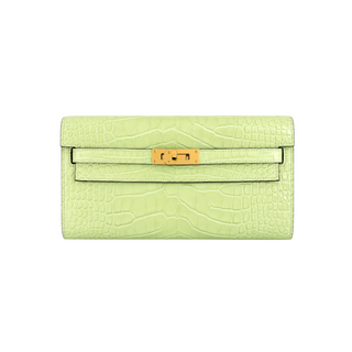 Hermès Jaune Bourgeon Matte Mississippiensis Alligator Kelly-To-Go Wallet GHW