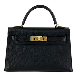 Hermès Mini Kelly II Black Epsom Leather Bag with Gold Hardware