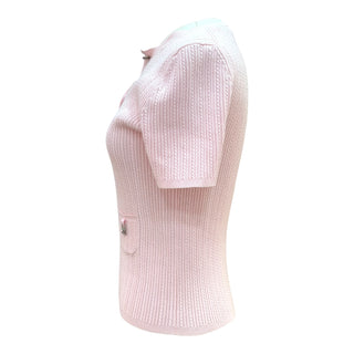 Chanel Pale Pink Cable Knit CC Pocket Top