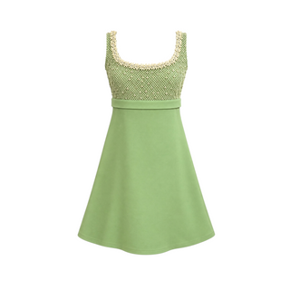 Miu Miu Pale Green Floral Appliqués A-Line Mini Dress Size IT 40