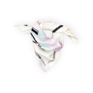 Fendi White Multicolour Baguette Logo Silk Scarf