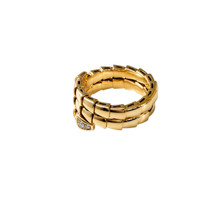 Bulgari Yellow Gold Serpenti Tubogas Diamond Wrap Ring Size 54