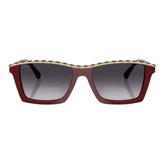 Chanel Burgundy Chain Trim Square Sunglasses