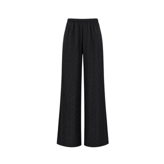 Chanel Black Silk CC Monogram Wide-Leg Trousers FR 38