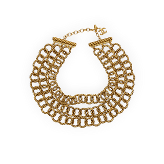 Chanel Gold-Tone Multi-Strand Chain Choker Necklace