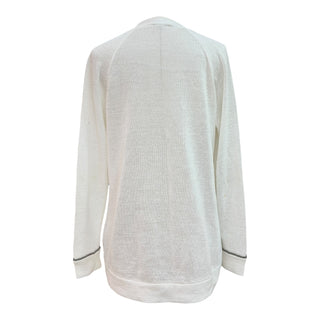 Brunello Cucinelli White Open Knit Cotton Cardigan