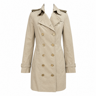 Burberry Metallic Beige Cotton Blend Double-Breasted Trench Coat