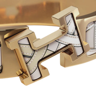 Hermès Clic H Harnais Légendaire Beige Lin Bracelet Gold Plated