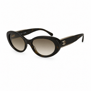 Chanel Tortoiseshell Oval Chain-Trim CC Sunglasses 5519