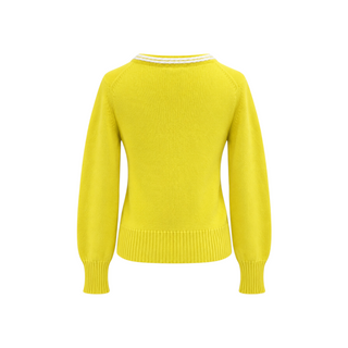 Chanel Yellow Cashmere Cardigan with Pearl-Effect Buttons Size FR 38