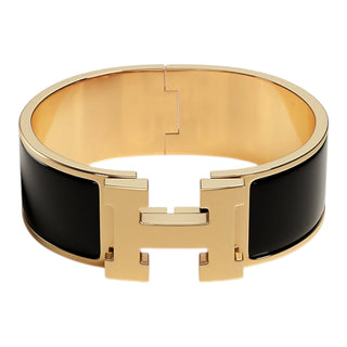 Hermès Clic Clac H Noir Bracelet Gold Plated