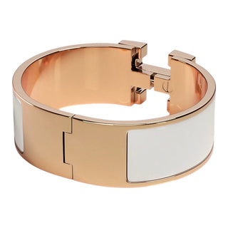 Hermès Clic Clac H Blanc Bracelet Rose Gold Plated