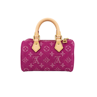 Louis Vuitton Fuchsia Pink Nano Speedy Monogram Denim Bag