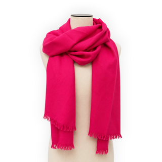 Hermès Fuchsia Pink Cashmere & Silk Fringed Stole Scarf